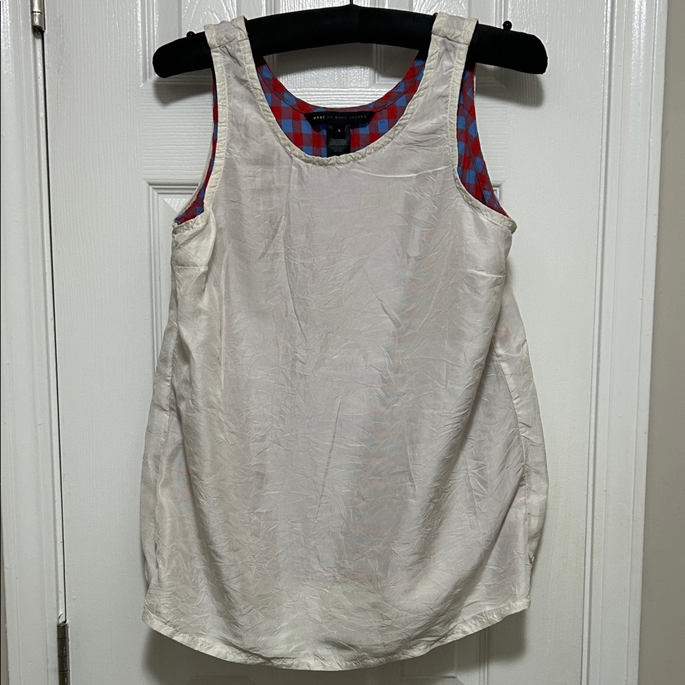 Marc Jacobs Cream Tank Top with Red and Blue Accents